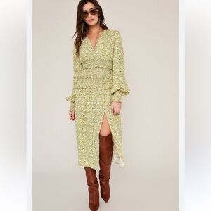 AFRM Hazel smocked midi dress size M